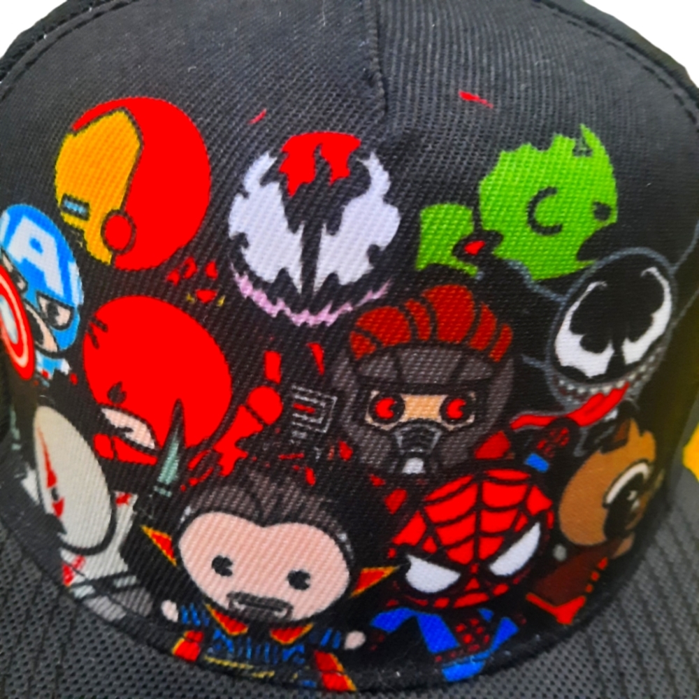 Marvel Superhero Cartoon Kawaii Character Baseball Cap Black Wool Blend 115665 - Picture 2 of 13